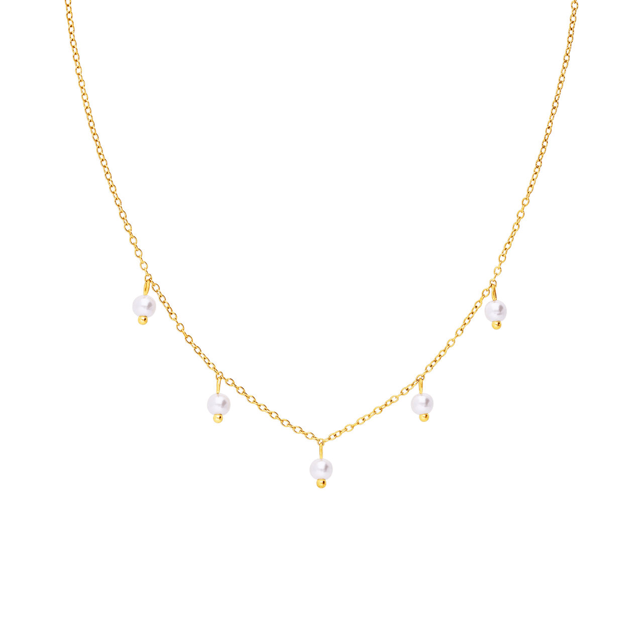 Stainless steel goldplated ketting met hanger met parel voor dames