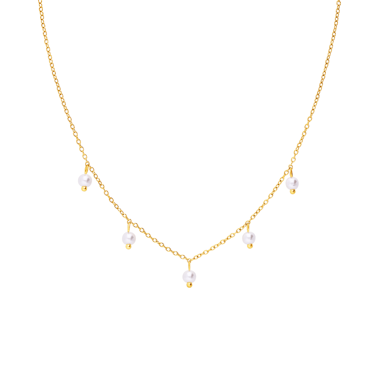 Stalen goldplated ketting met hanger met parel voor dames