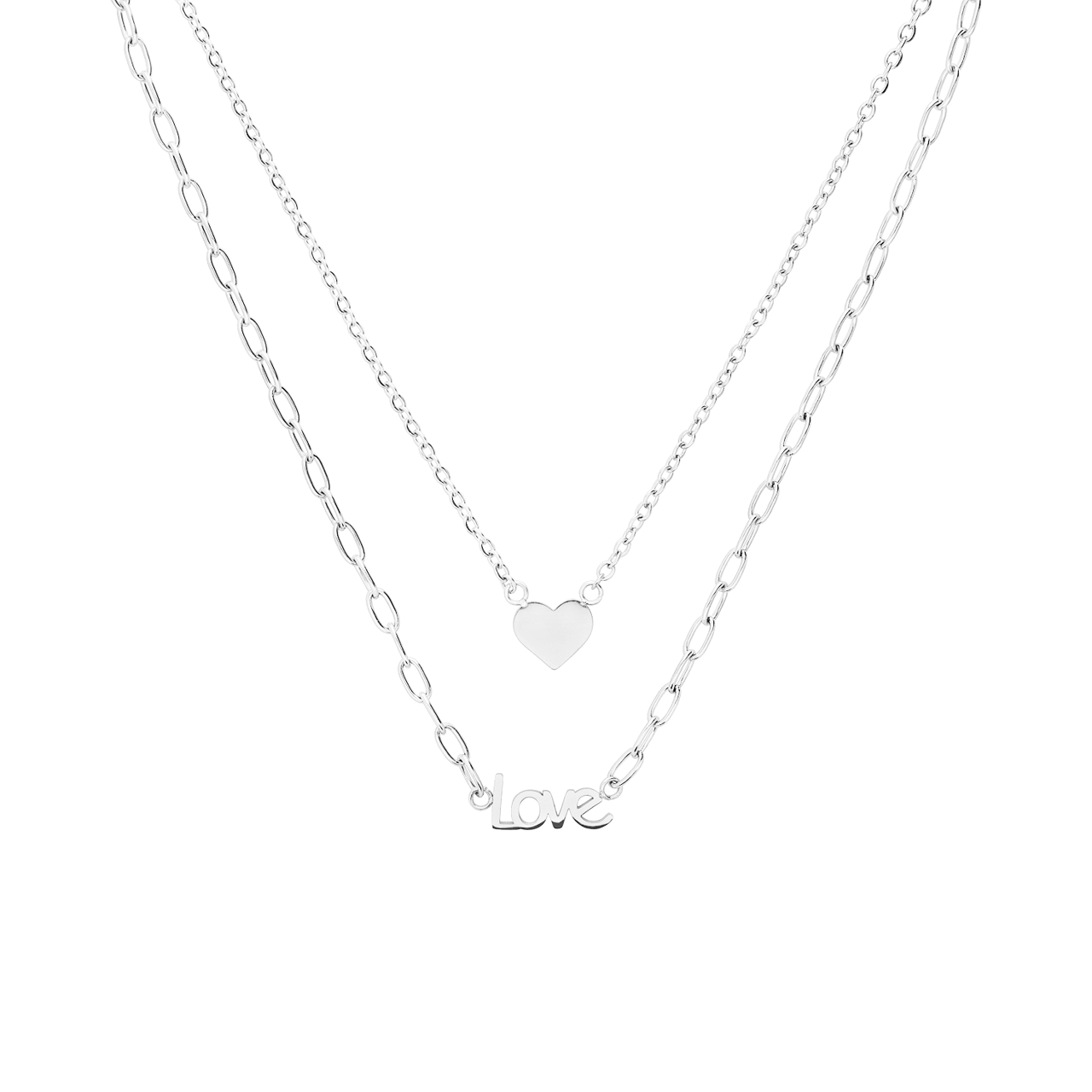 Halskette aus Edelstahl mit einem Herzen und dem Schriftzug „Love”