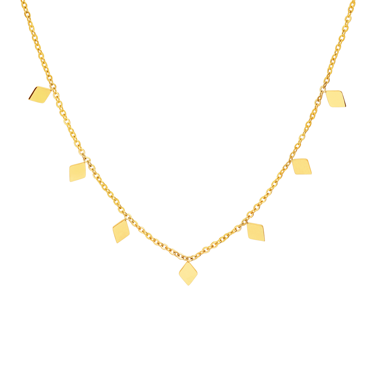 Myla stalen goldplated ketting met ruit voor dames