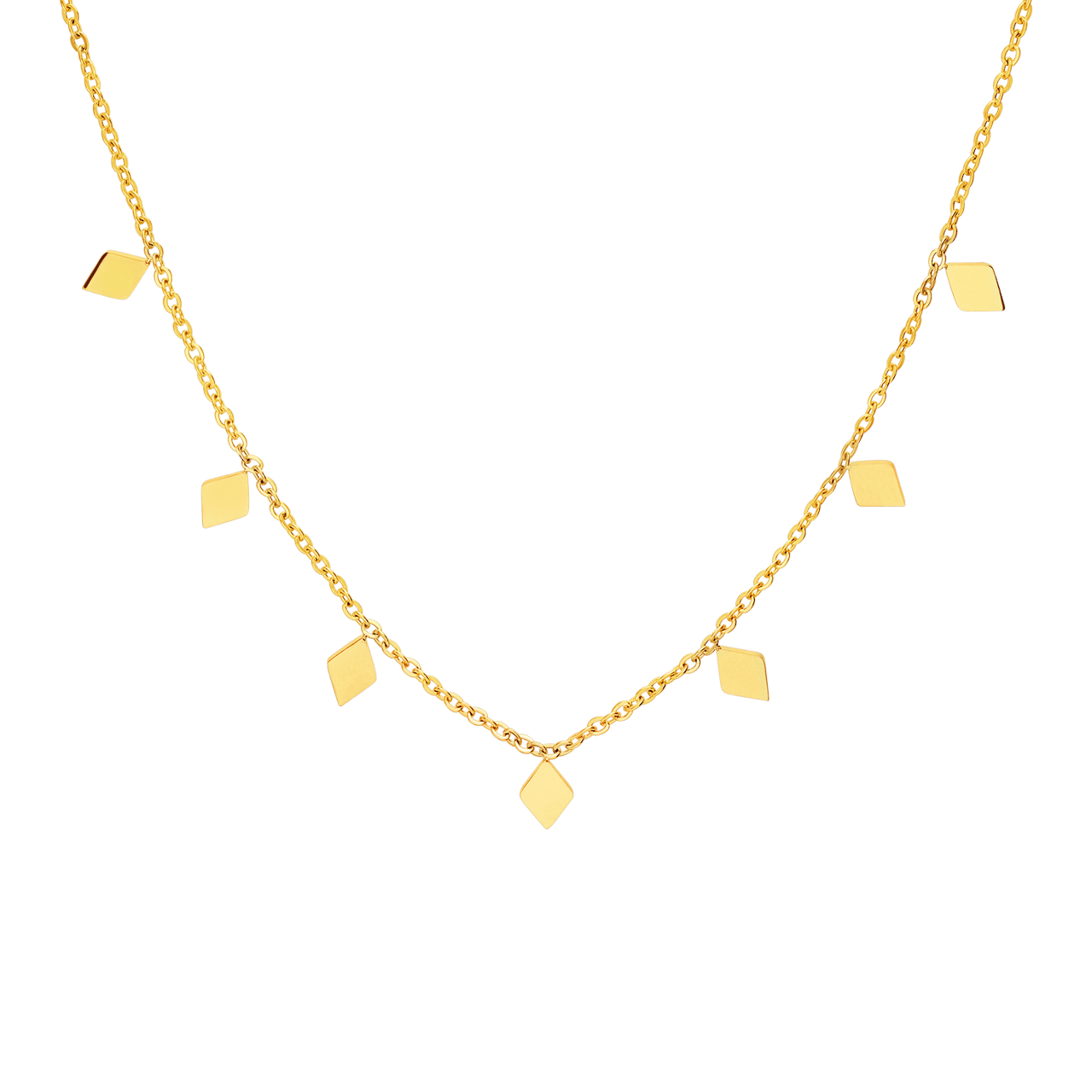 Stainless steel goldplated ketting met hanger ruit voor dames