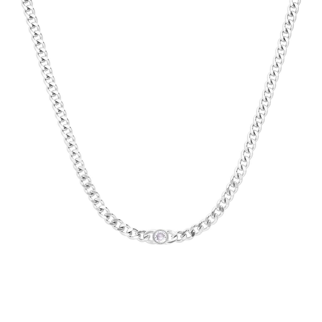 Myla stainless steel ketting gourmet met zirkonia voor dames