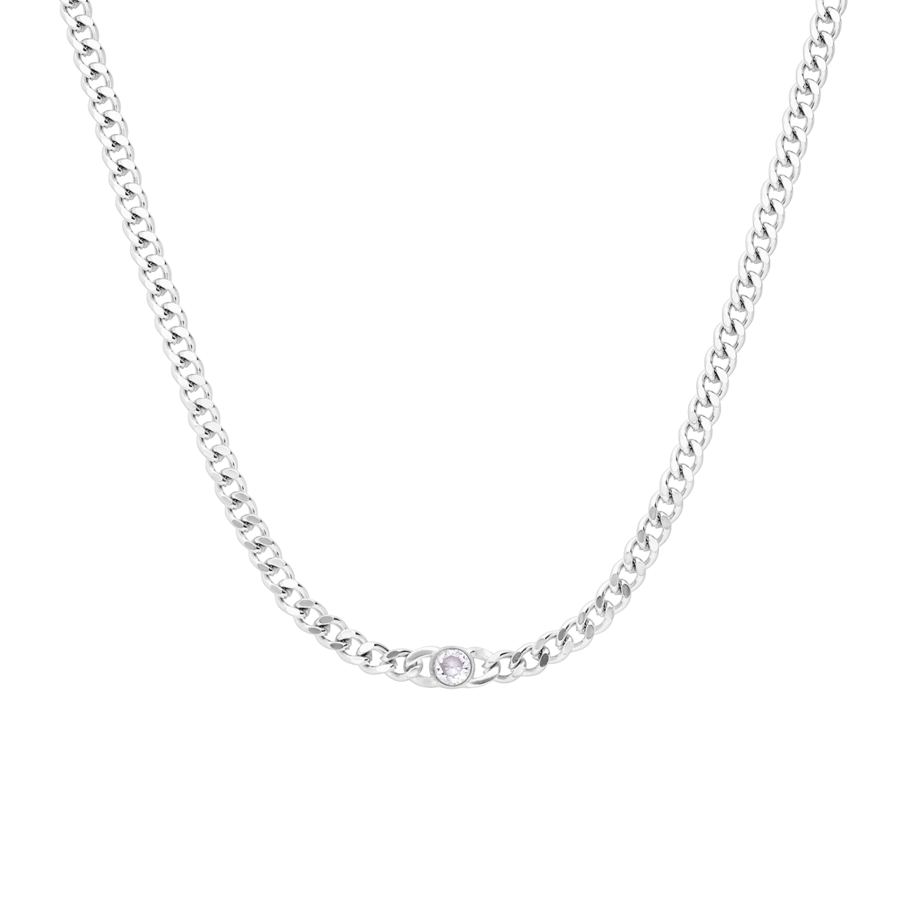 Myla stalen ketting gourmet met zirkonia voor dames