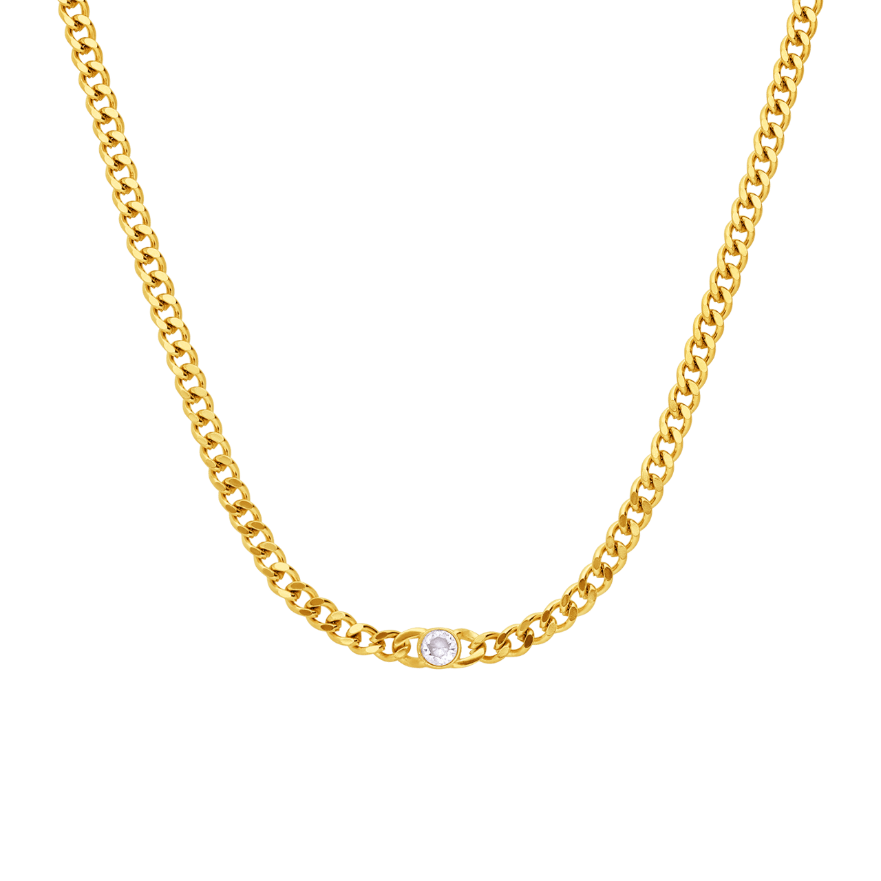 Myla stainless steel goldplated ketting gourmet met zirkonia voor dames