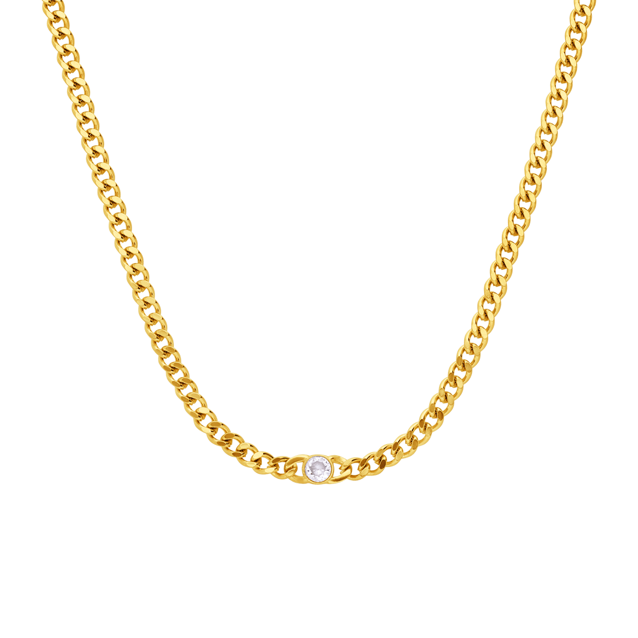 Myla stalen goldplated ketting gourmet met zirkonia voor dames
