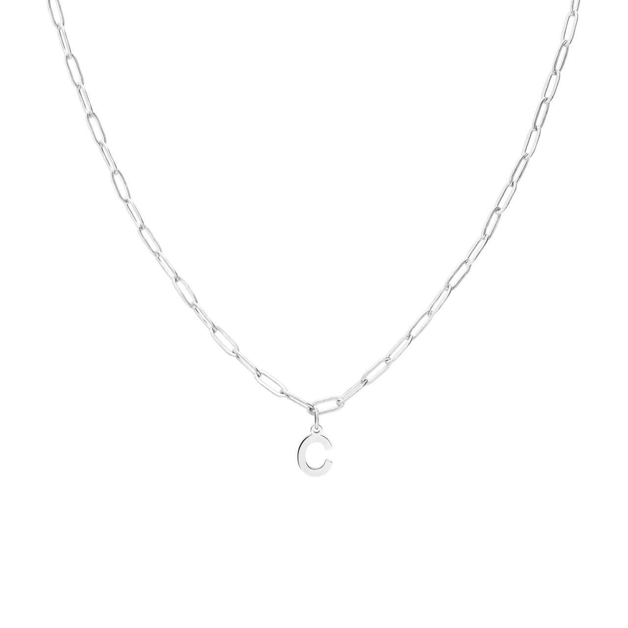 Stainless steel ketting closed forever met letter C