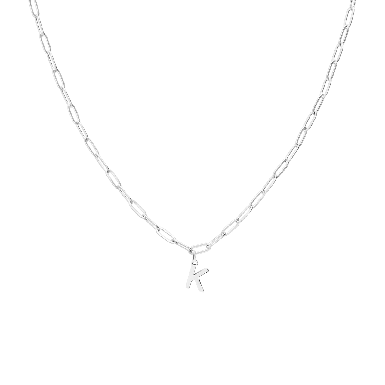 Stainless steel ketting closed forever met letter K
