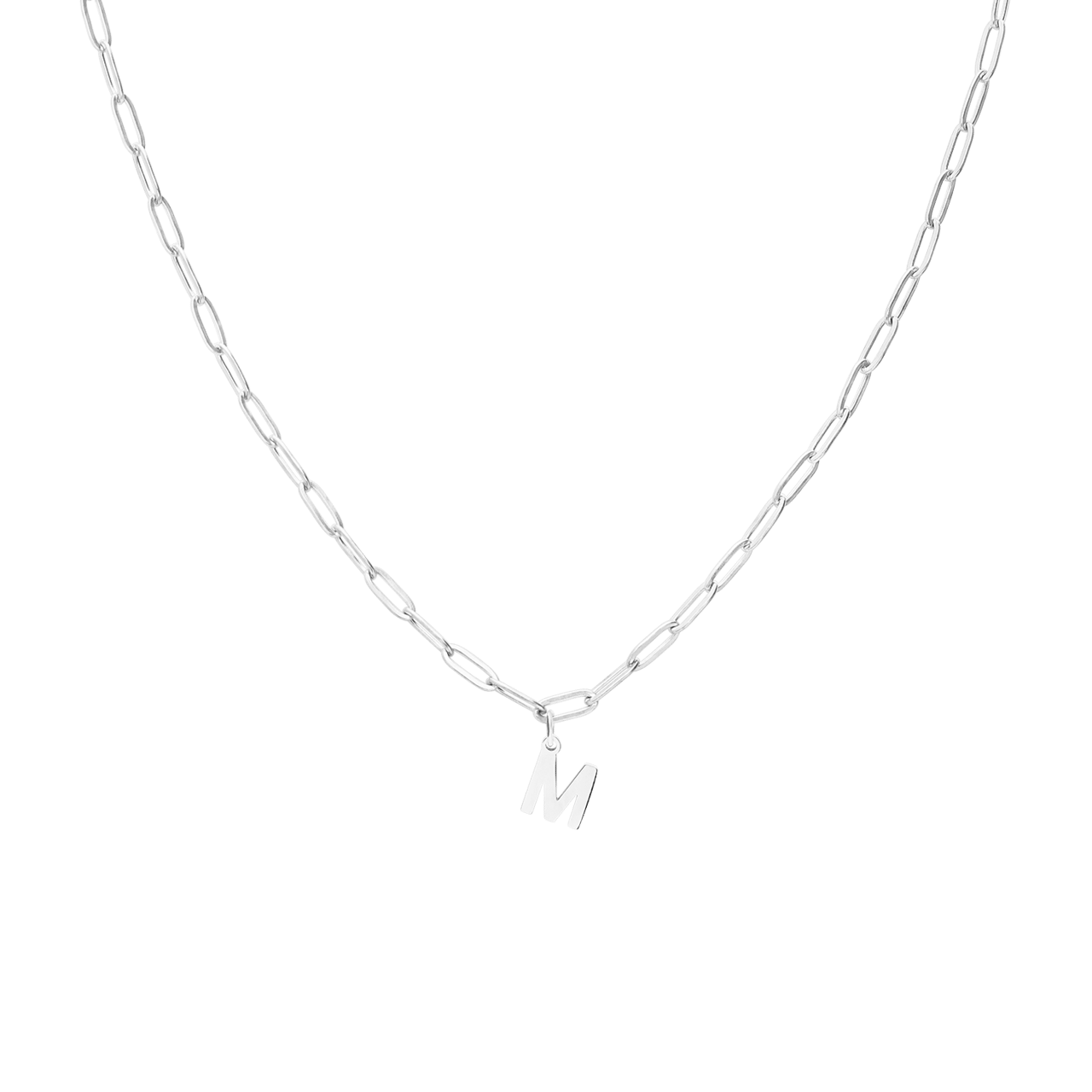 Stainless steel ketting closed forever met letter M