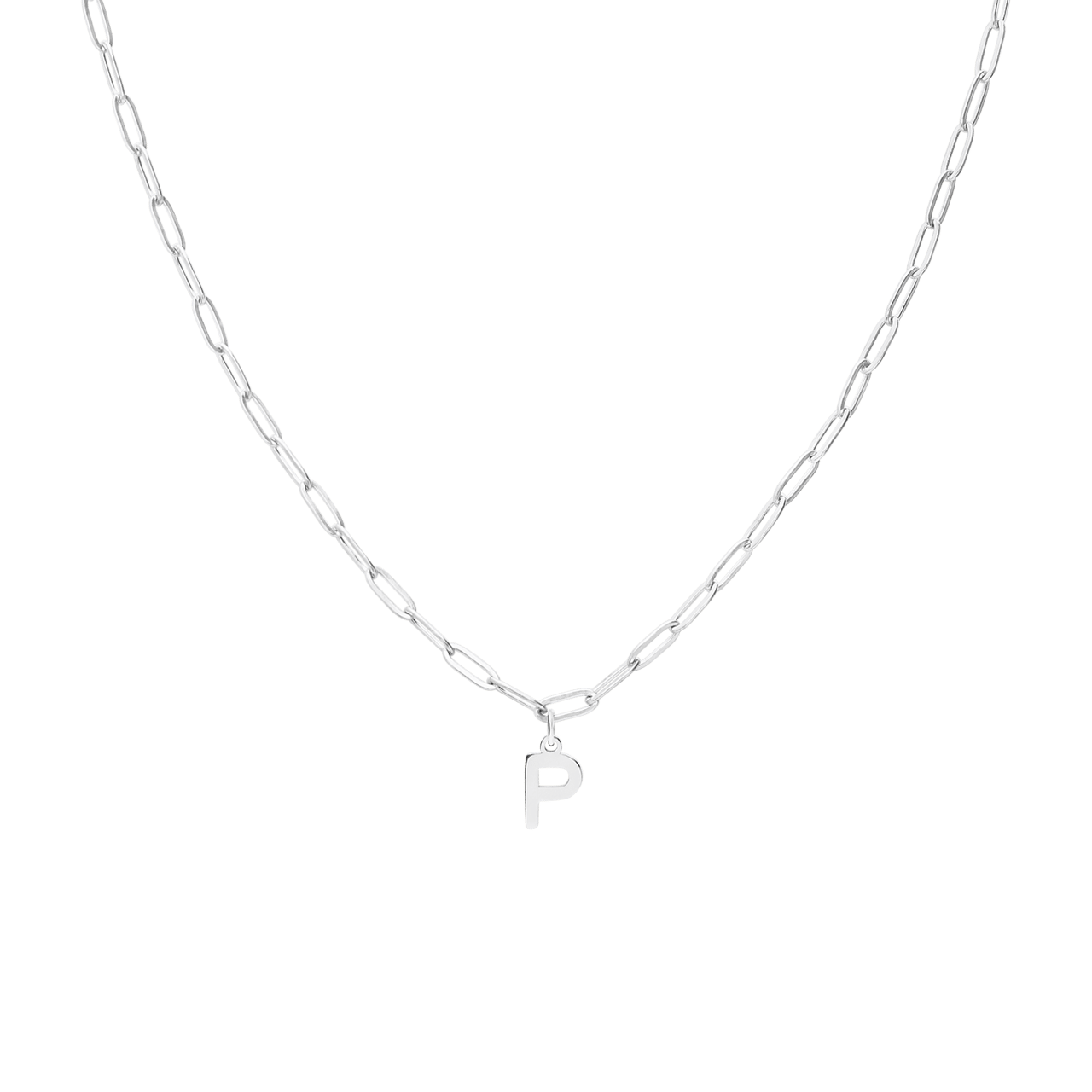 Stainless steel ketting closed forever met letter P