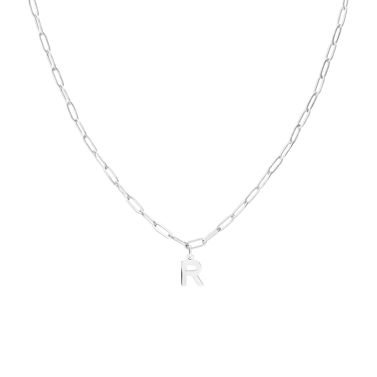 Stainless steel ketting closed forever met letter R