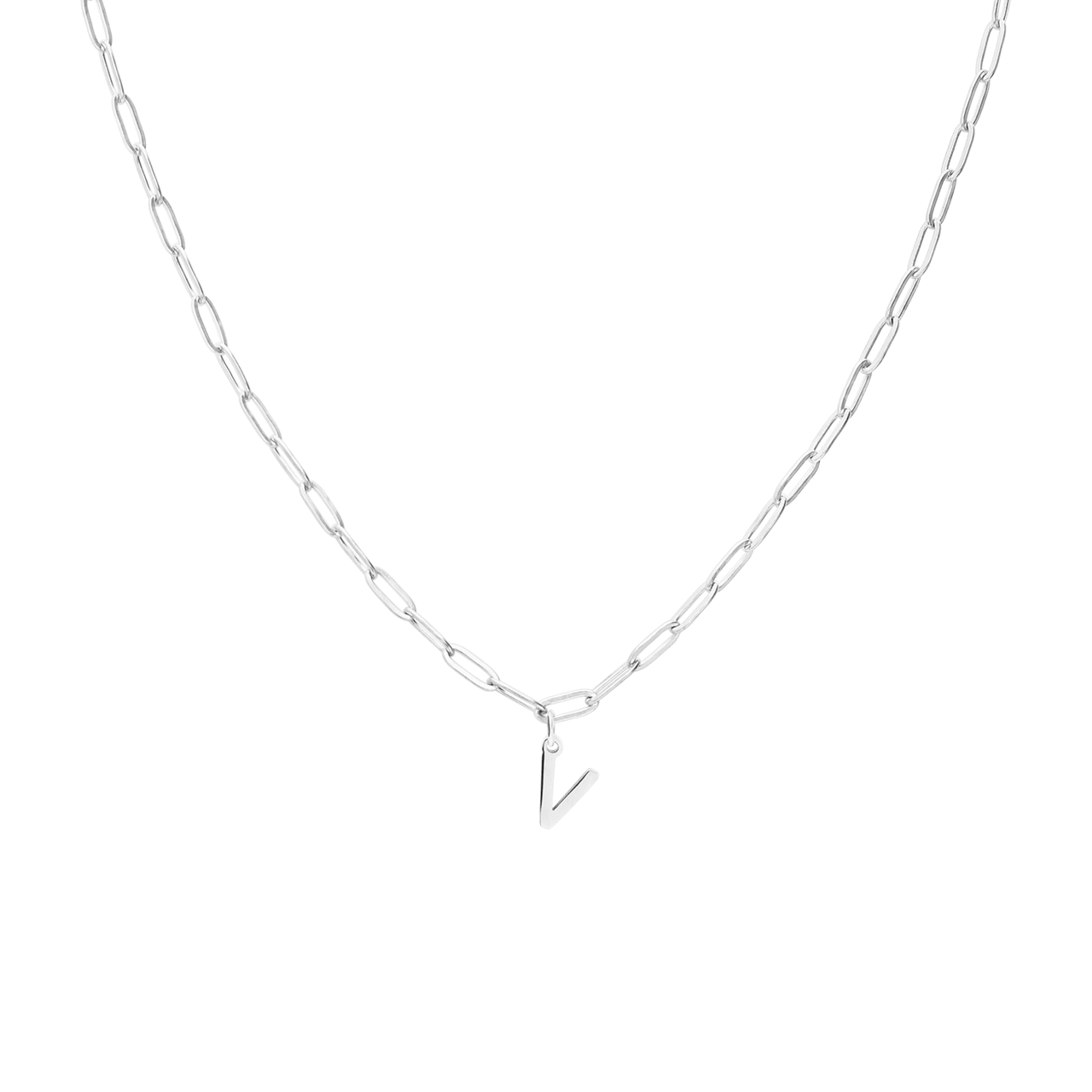 Stainless steel ketting closed forever met letter V