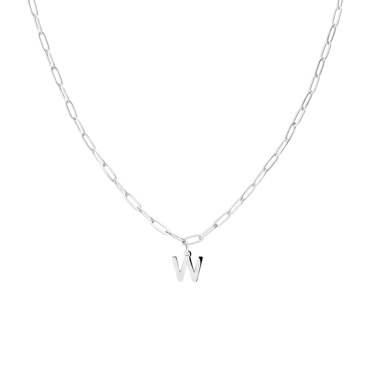 Stainless steel ketting closed forever met letter W