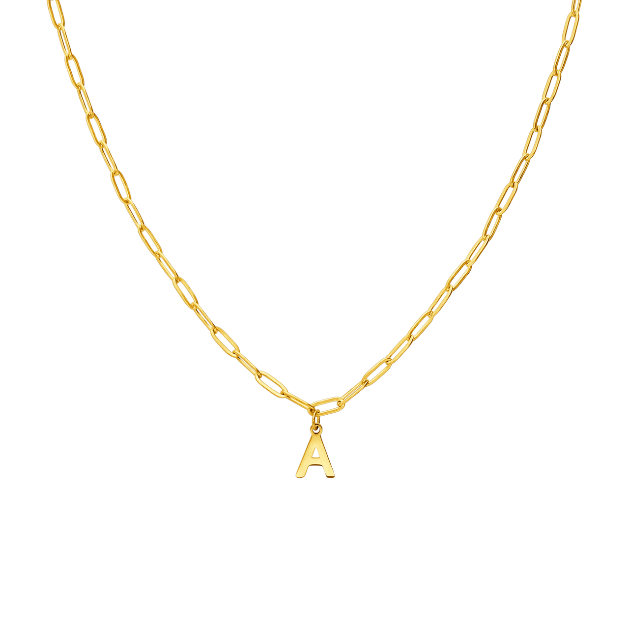 Halskette aus Edelstahl, vergoldet, Closed-Forever-Glied, Buchstabe „A“