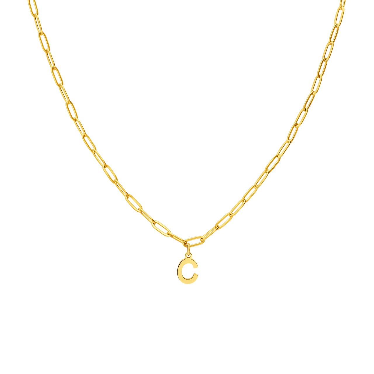 Stainless steel goldplated ketting closed forever letter C