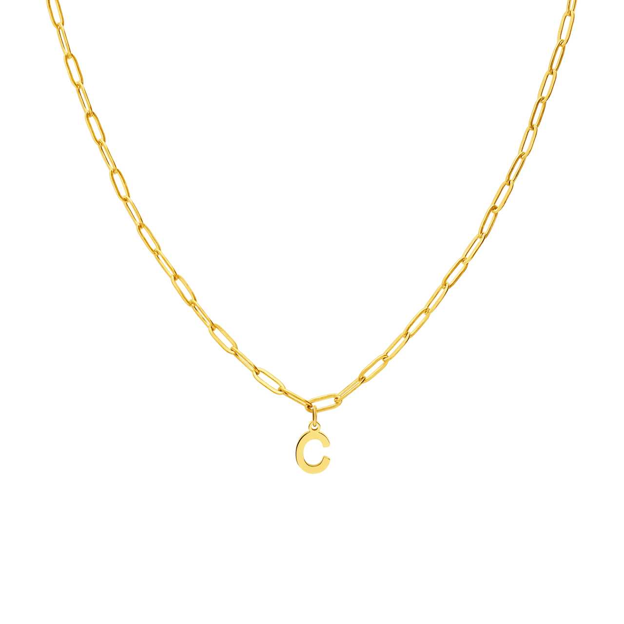 Stalen goldplated ketting closed forever letter C