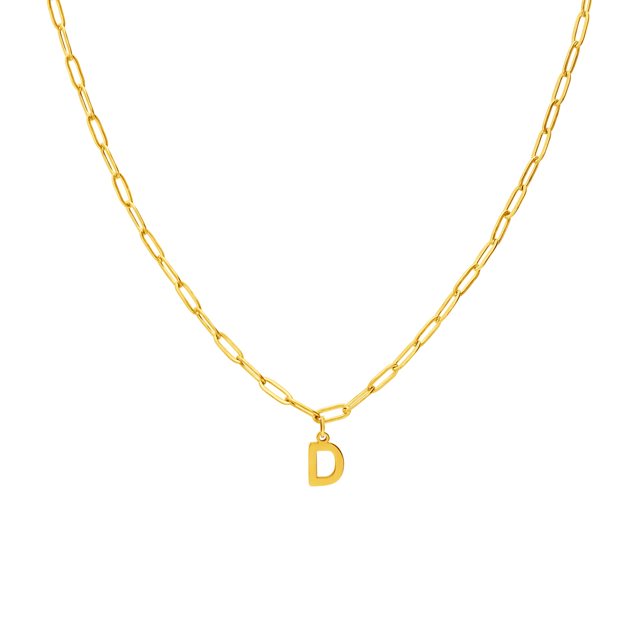 Stainless steel goldplated ketting closed forever letter D