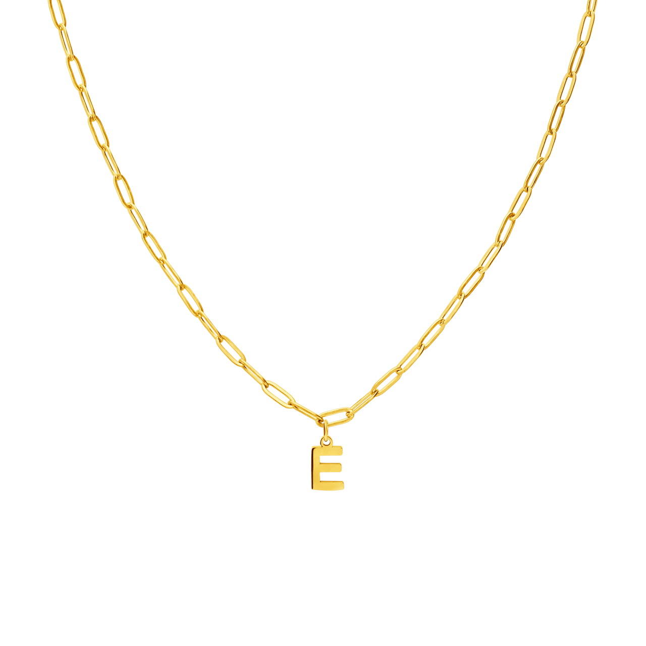 Stainless steel goldplated ketting closed forever letter E