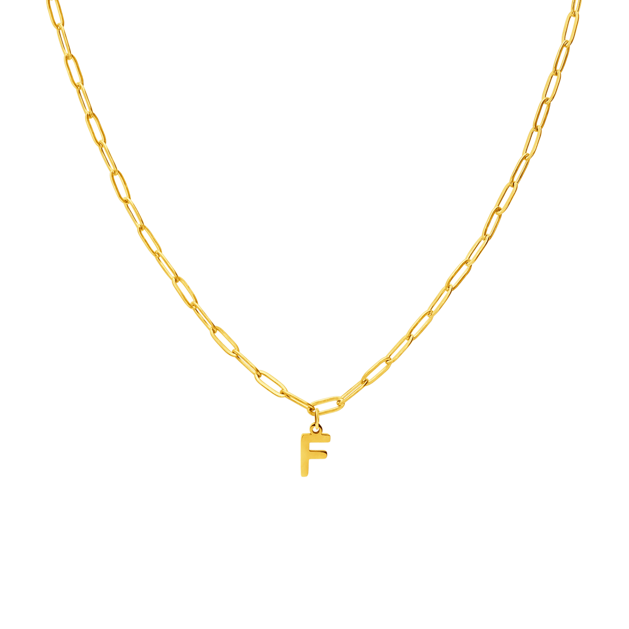 Stalen goldplated ketting closed forever letter F