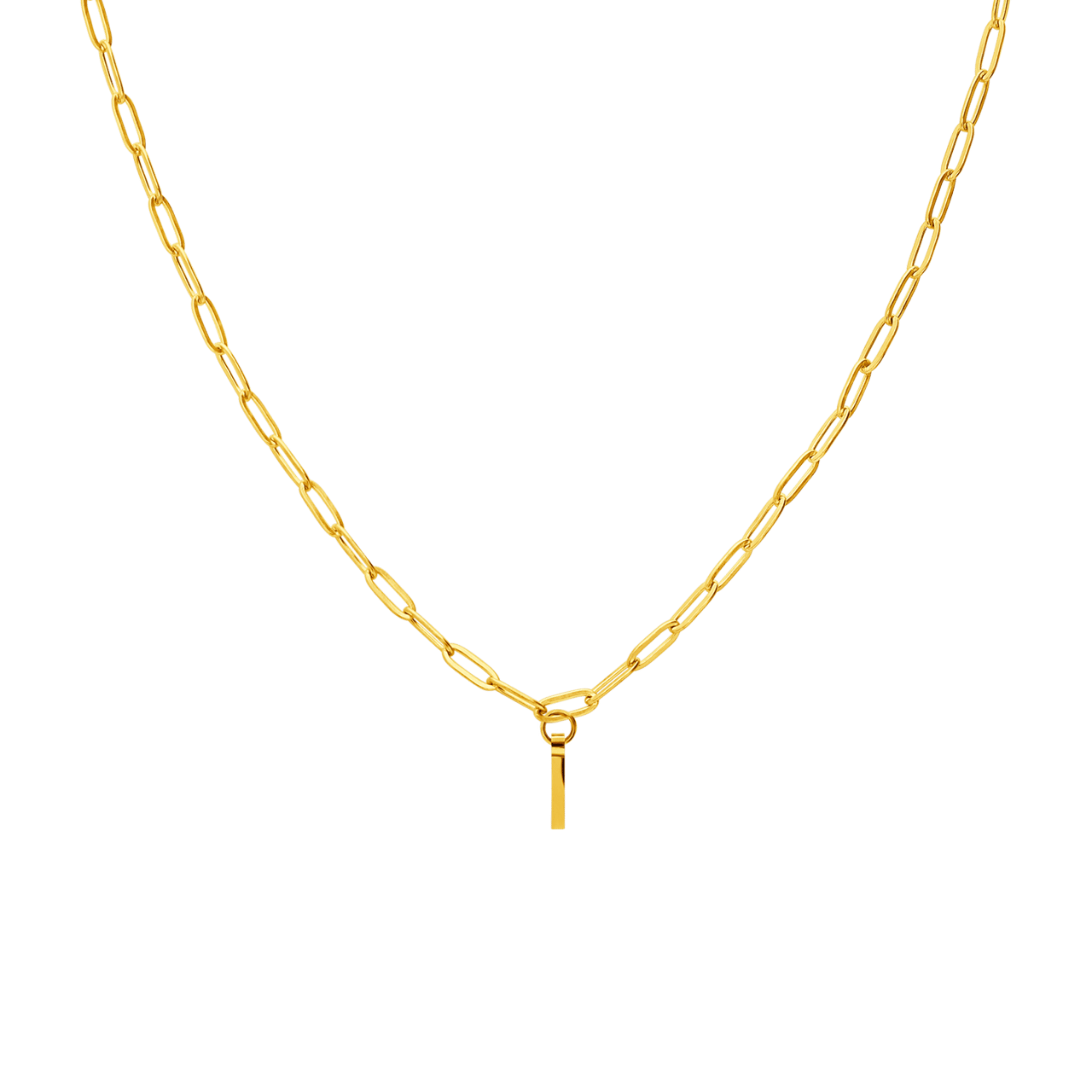 Stainless steel goldplated ketting met hanger letter I voor dames