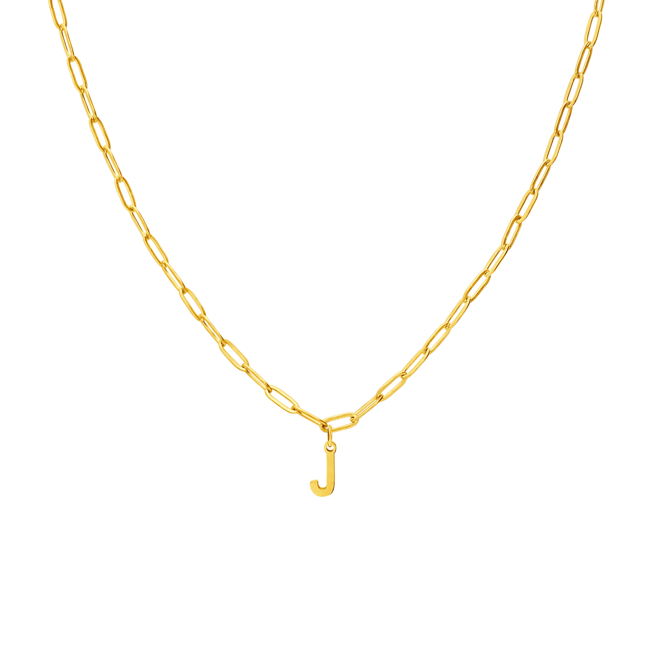 Stainless steel goldplated ketting closed forever letter J