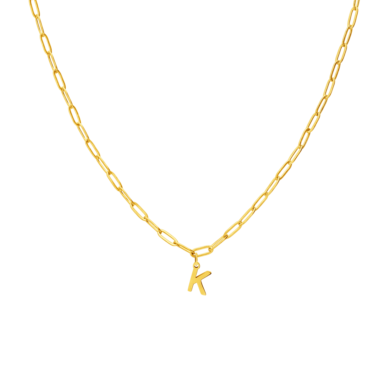 Stalen goldplated ketting met hanger letter K voor dames