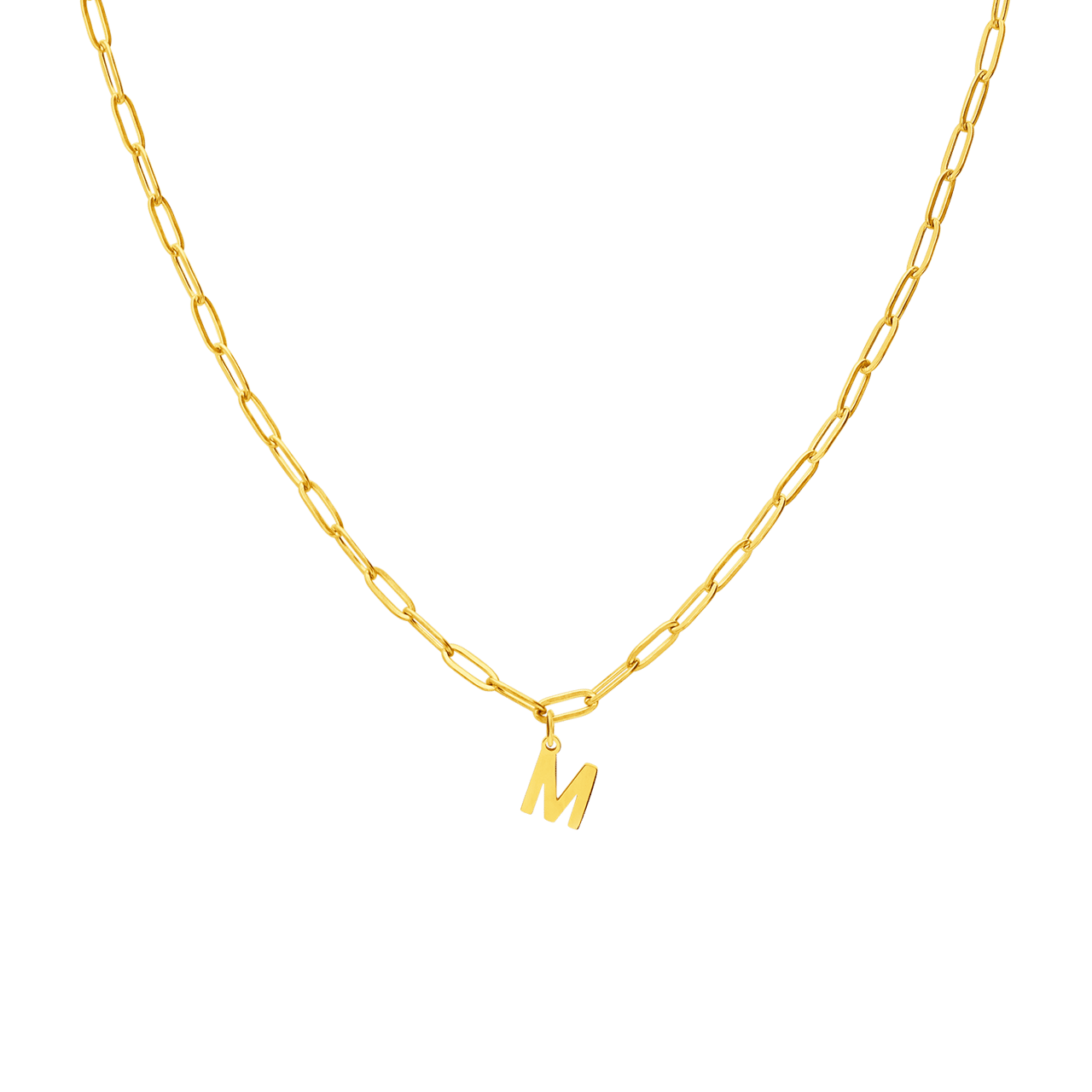 Stainless steel goldplated ketting met hanger letter M voor dames