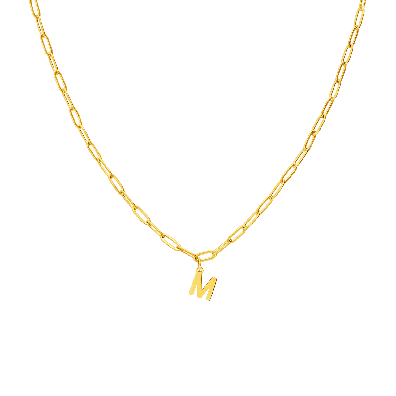 Stalen goldplated ketting closed forever letter M