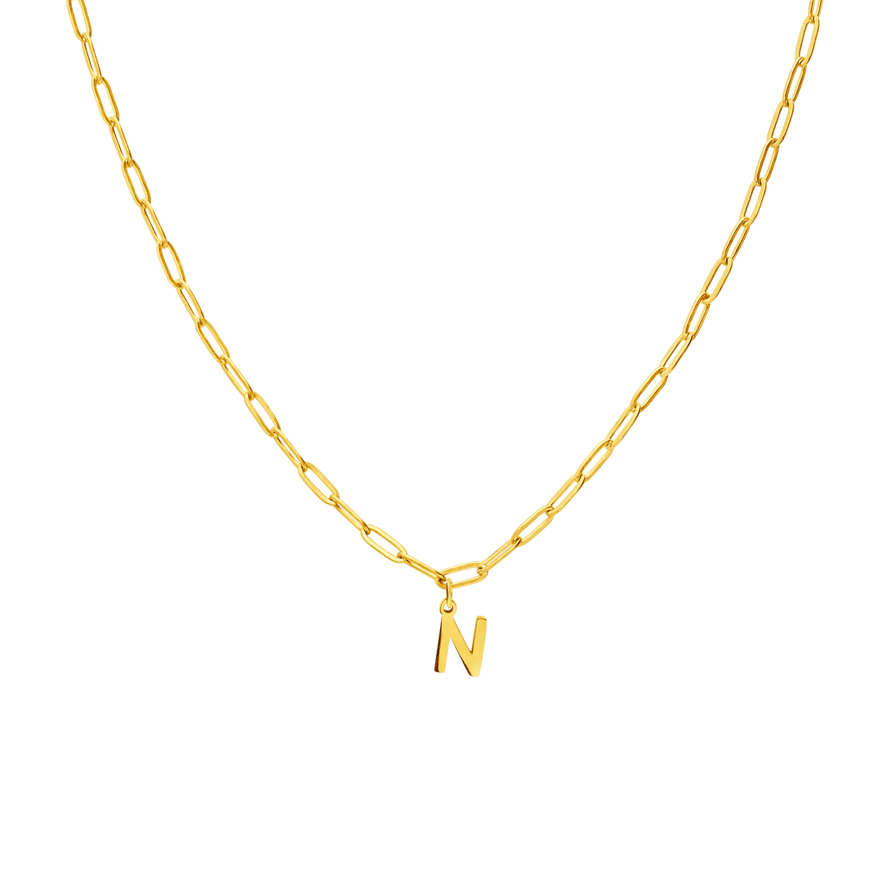 Stainless steel goldplated ketting closed forever letter N