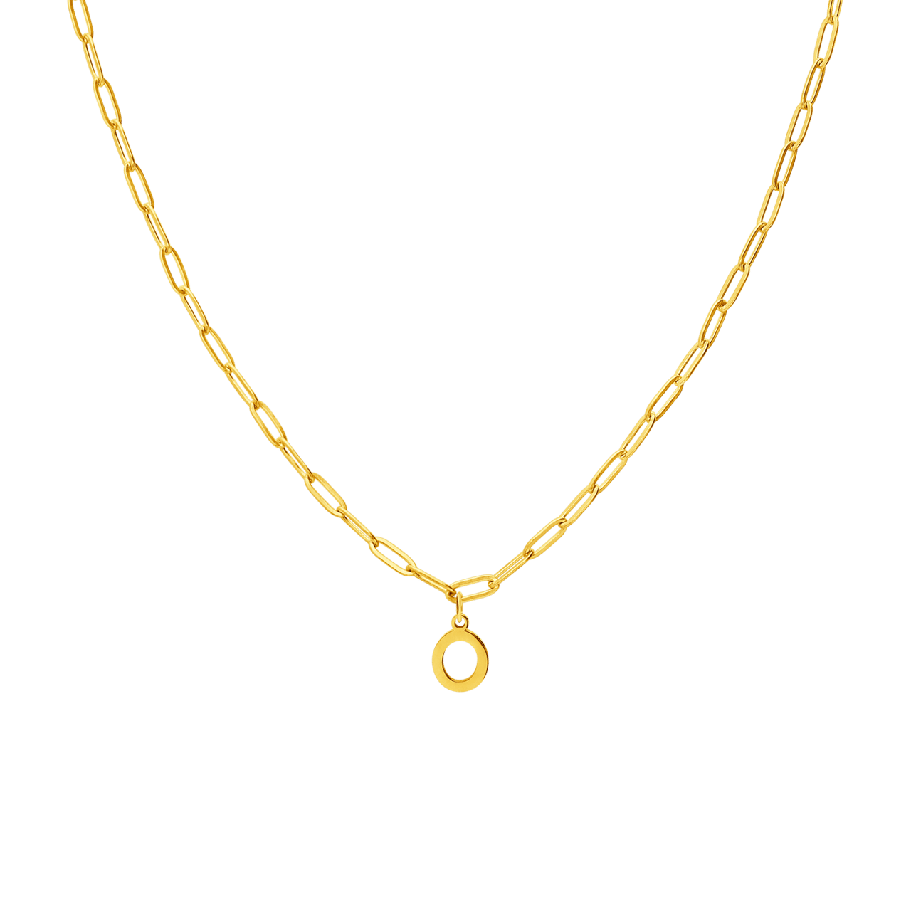 Stalen goldplated ketting closed forever letter O
