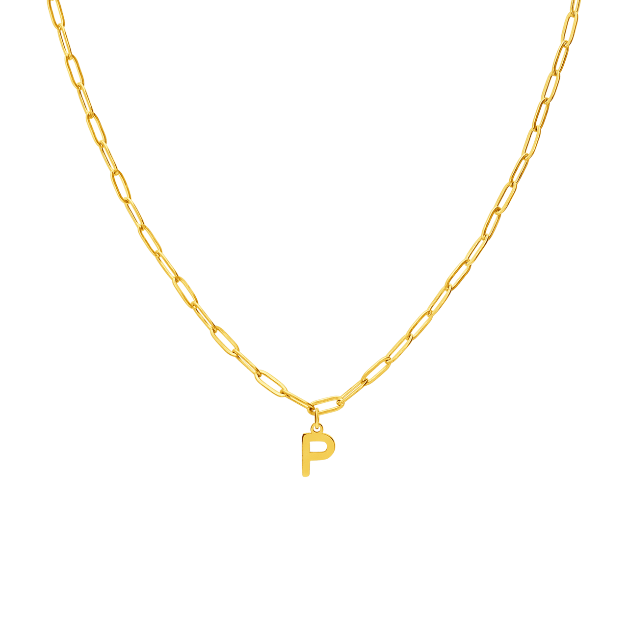 Stainless steel goldplated ketting closed forever letter P