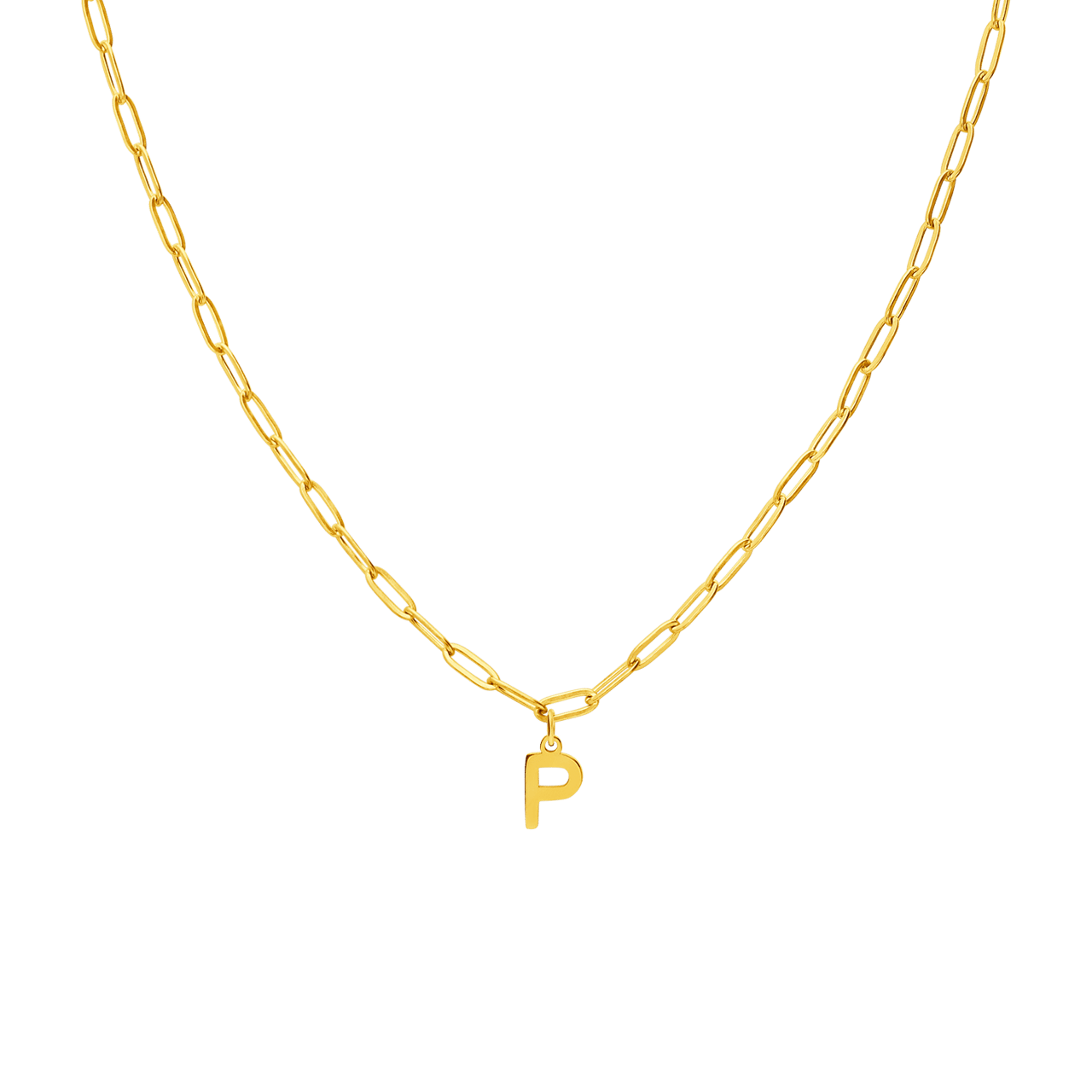 Stalen goldplated ketting closed forever letter P