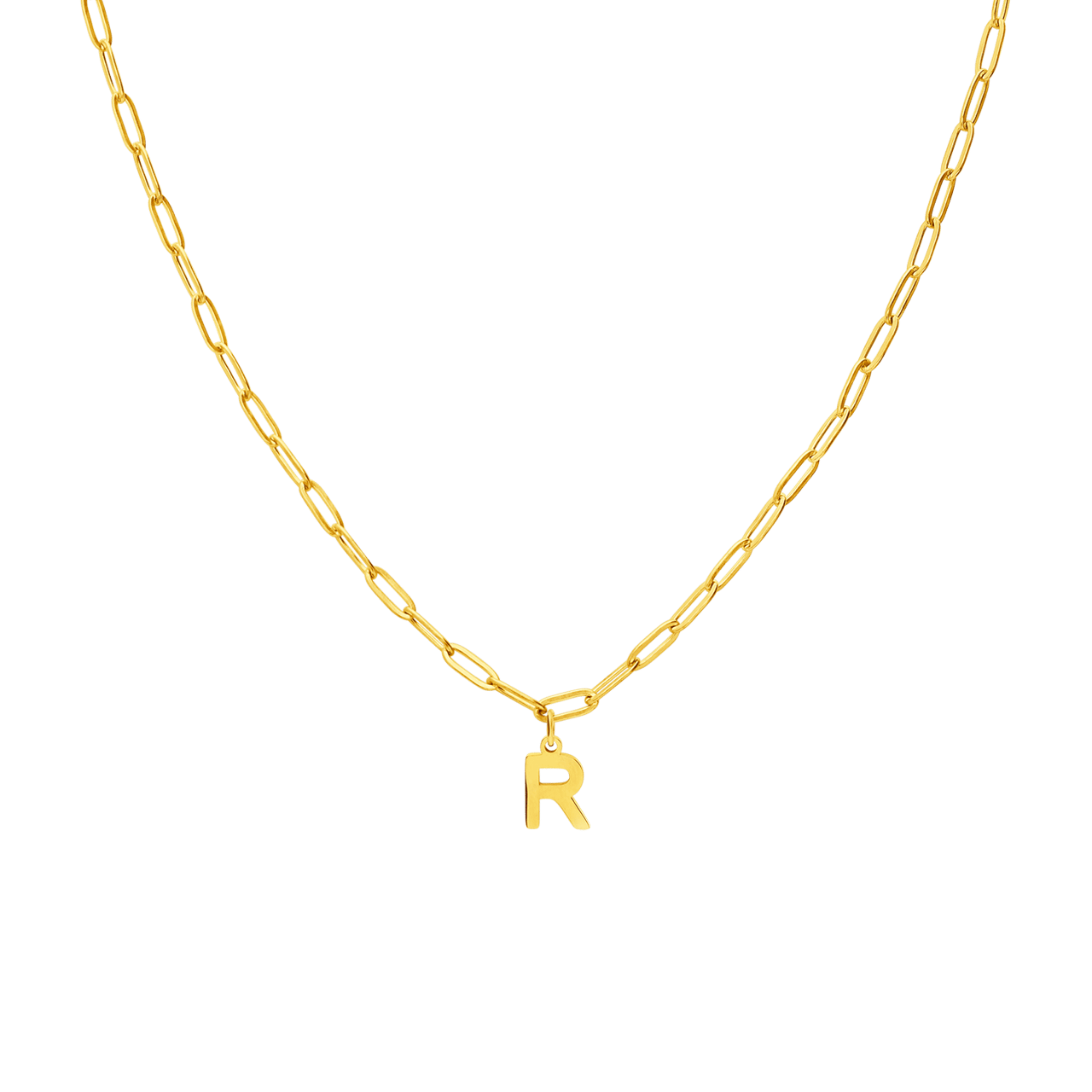 Stainless steel goldplated ketting met hanger letter R voor dames