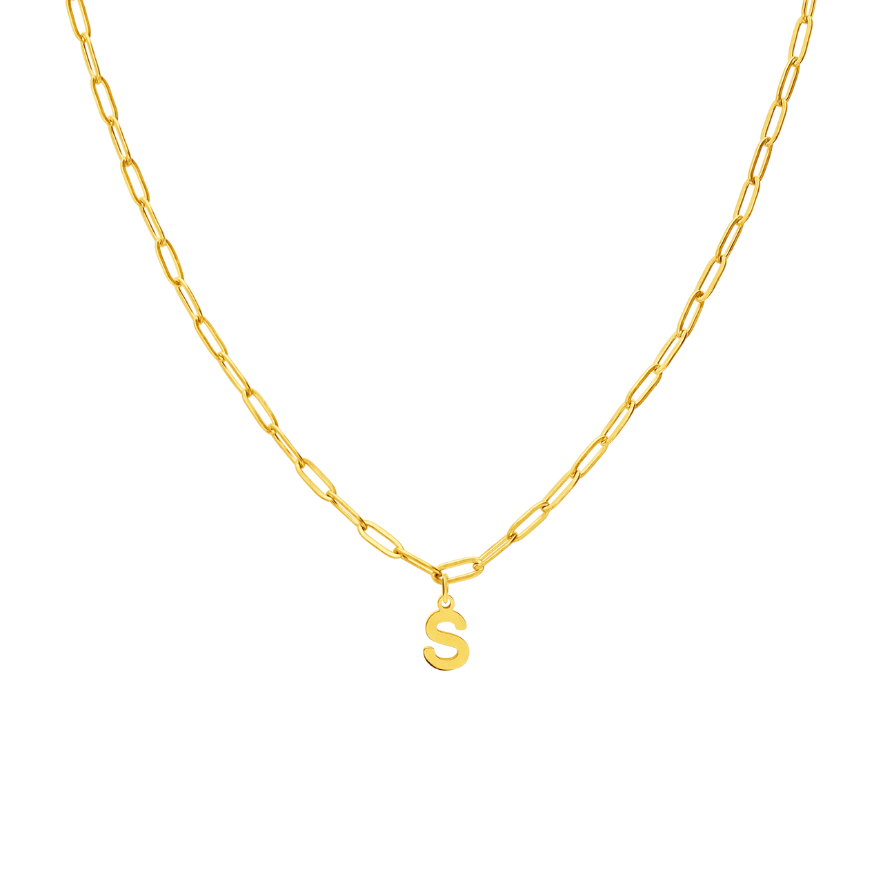 Stainless steel goldplated ketting closed forever letter S
