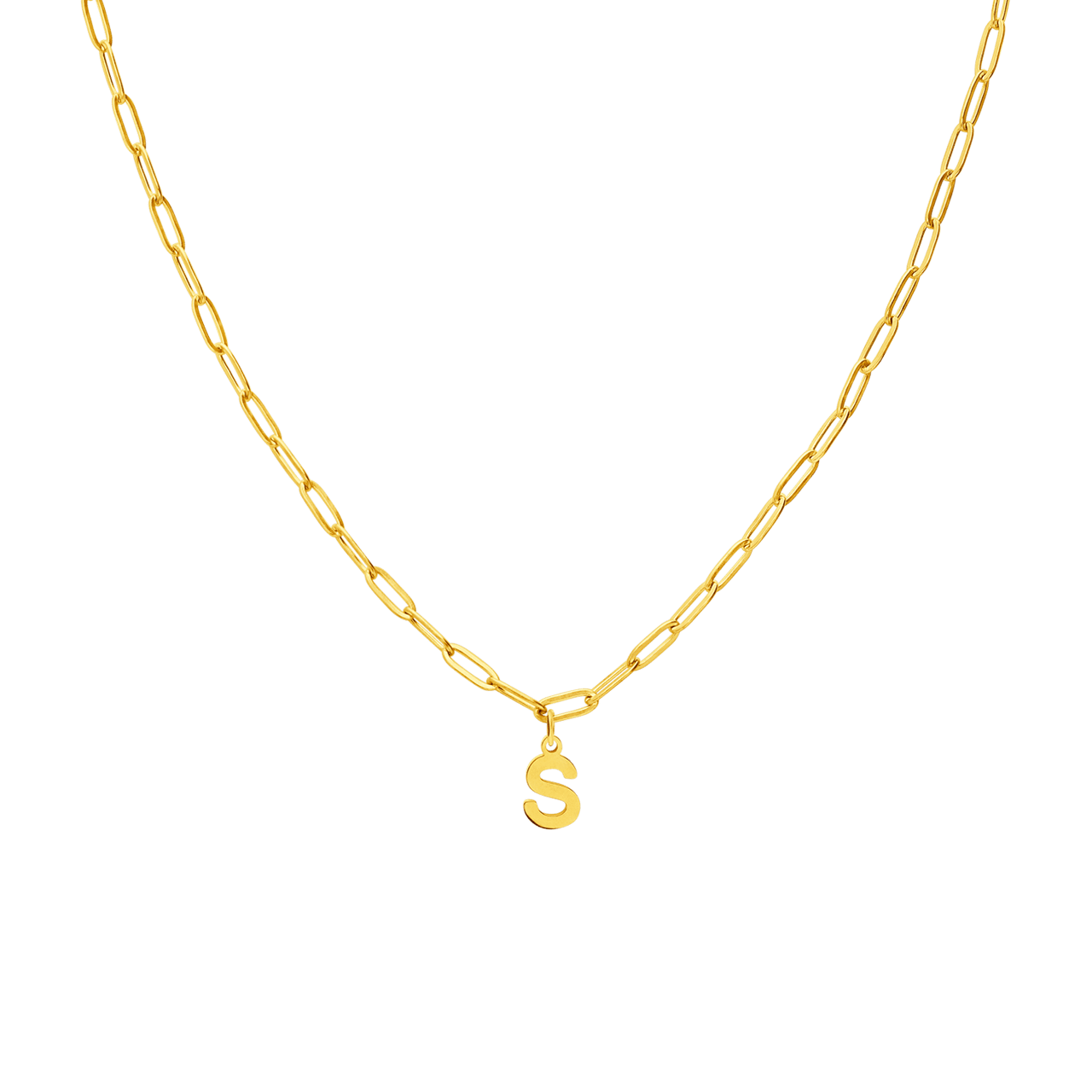 Stalen goldplated ketting closed forever letter S