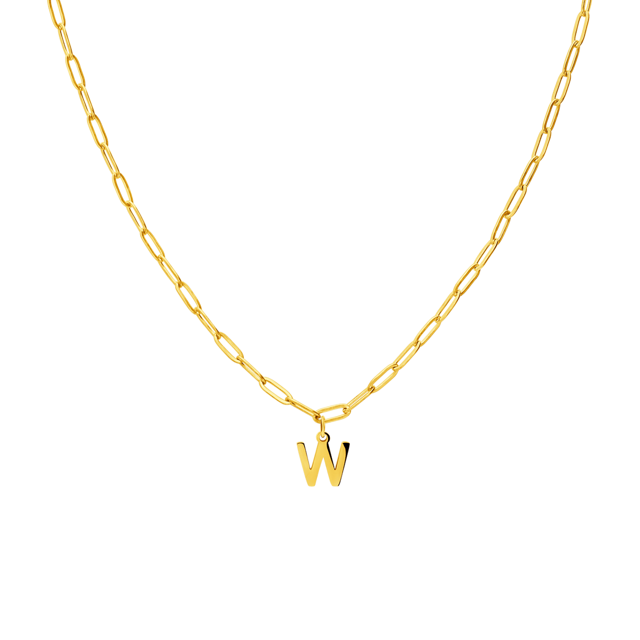 Stainless steel goldplated ketting closed forever letter W