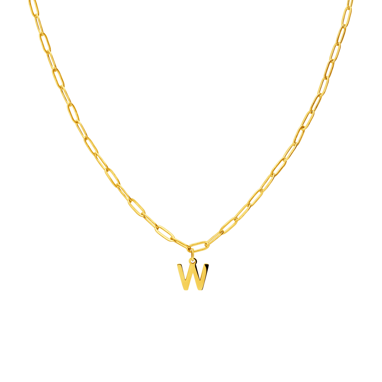 Stalen goldplated ketting closed forever letter W