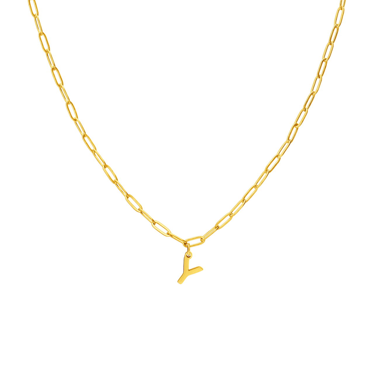 Stainless steel goldplated ketting met hanger letter Y voor dames