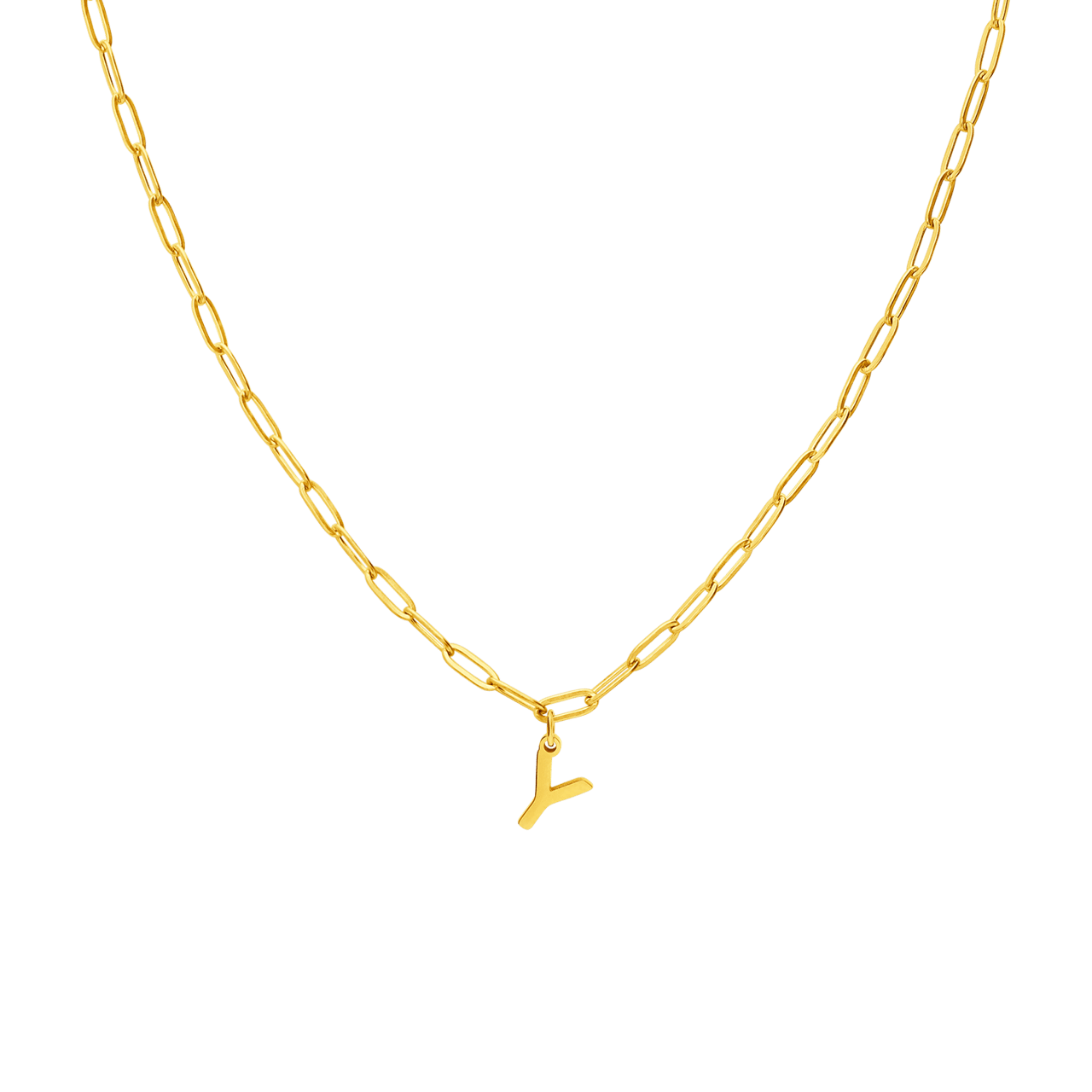 Stalen goldplated ketting met hanger letter Y voor dames
