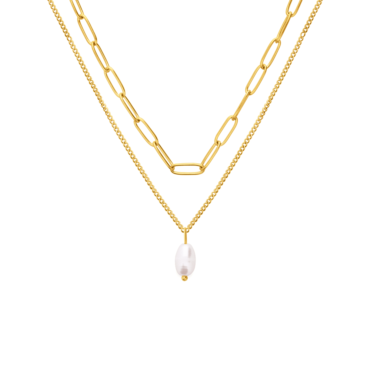 Myla stalen goldplated ketting closed forever parel voor dames