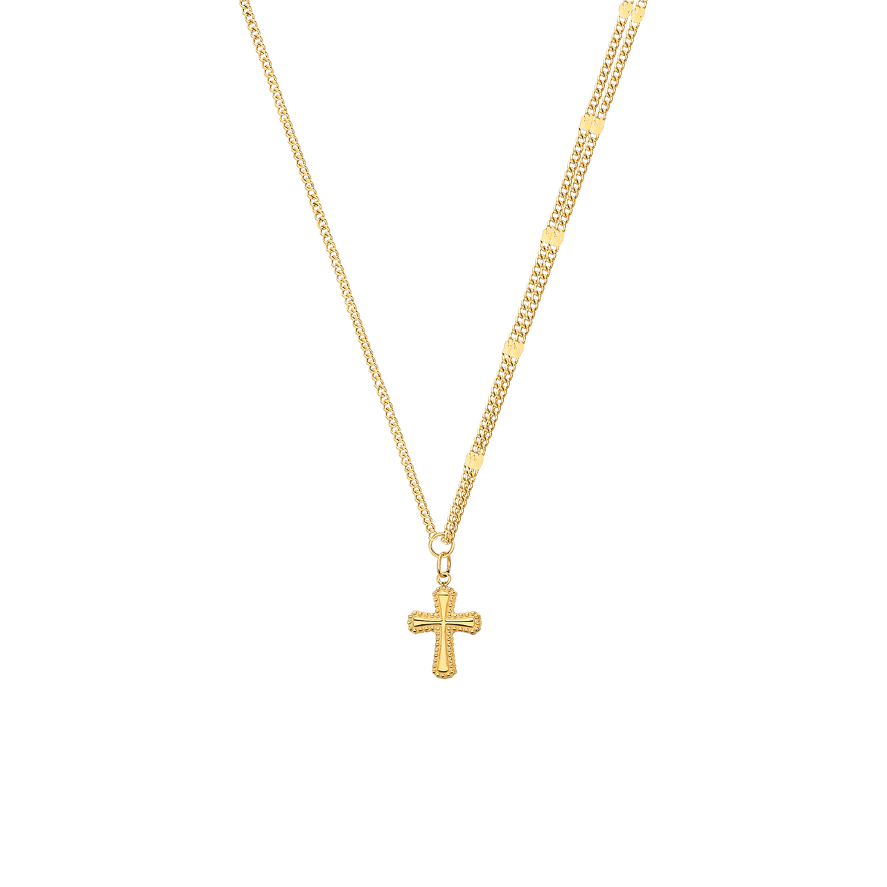 Stalen goldplated ketting met hanger kruis voor dames