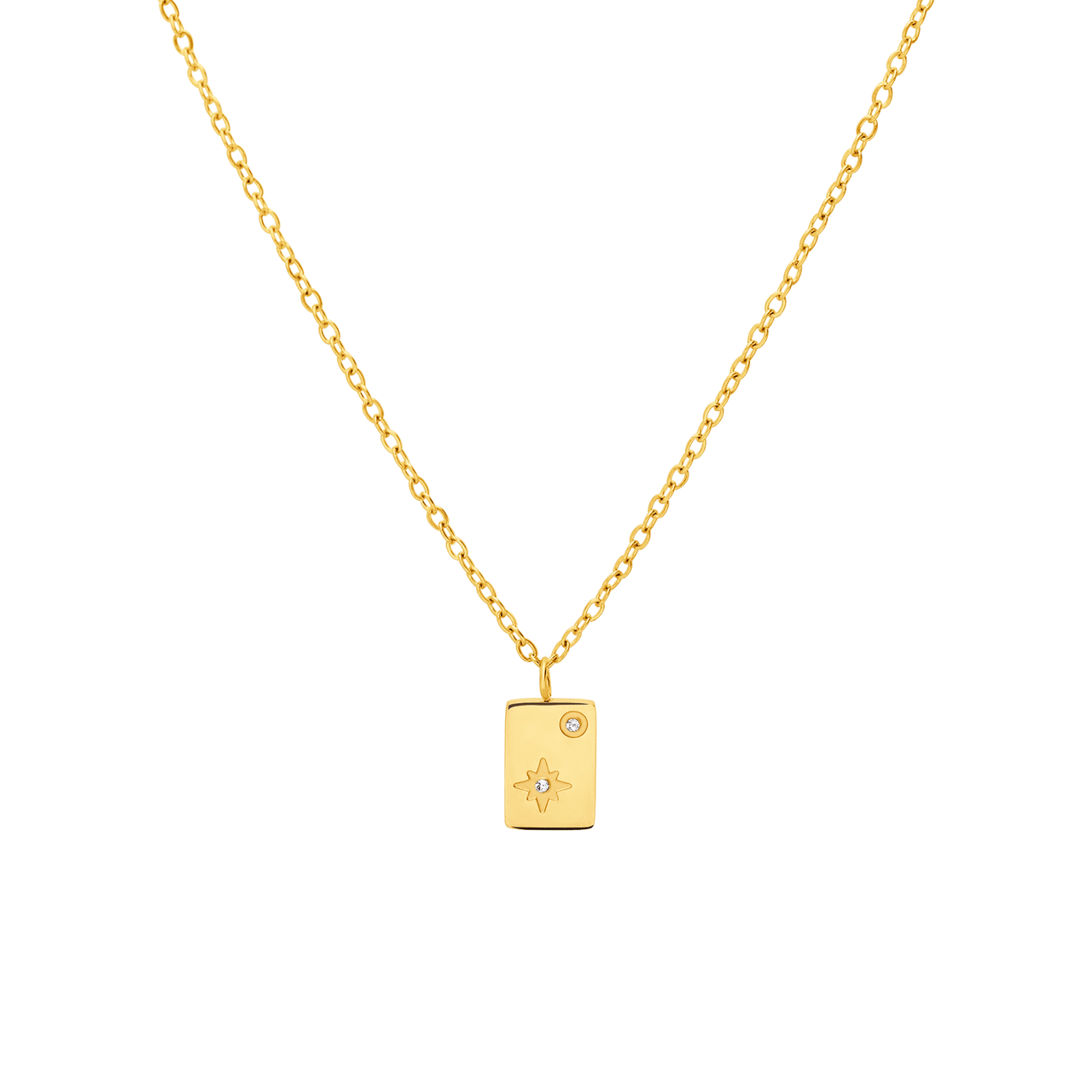 Stalen goldplated ketting met hanger ster met zirkonia voor dames