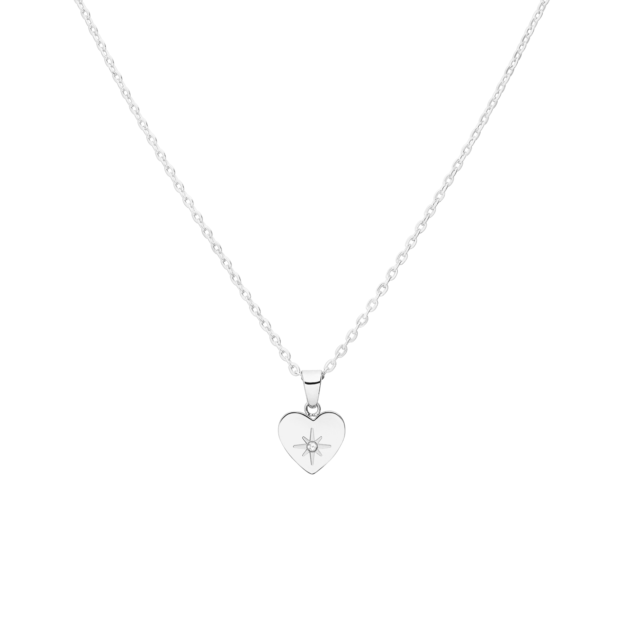 Myla stainless steel ketting hart met zirkonia voor dames