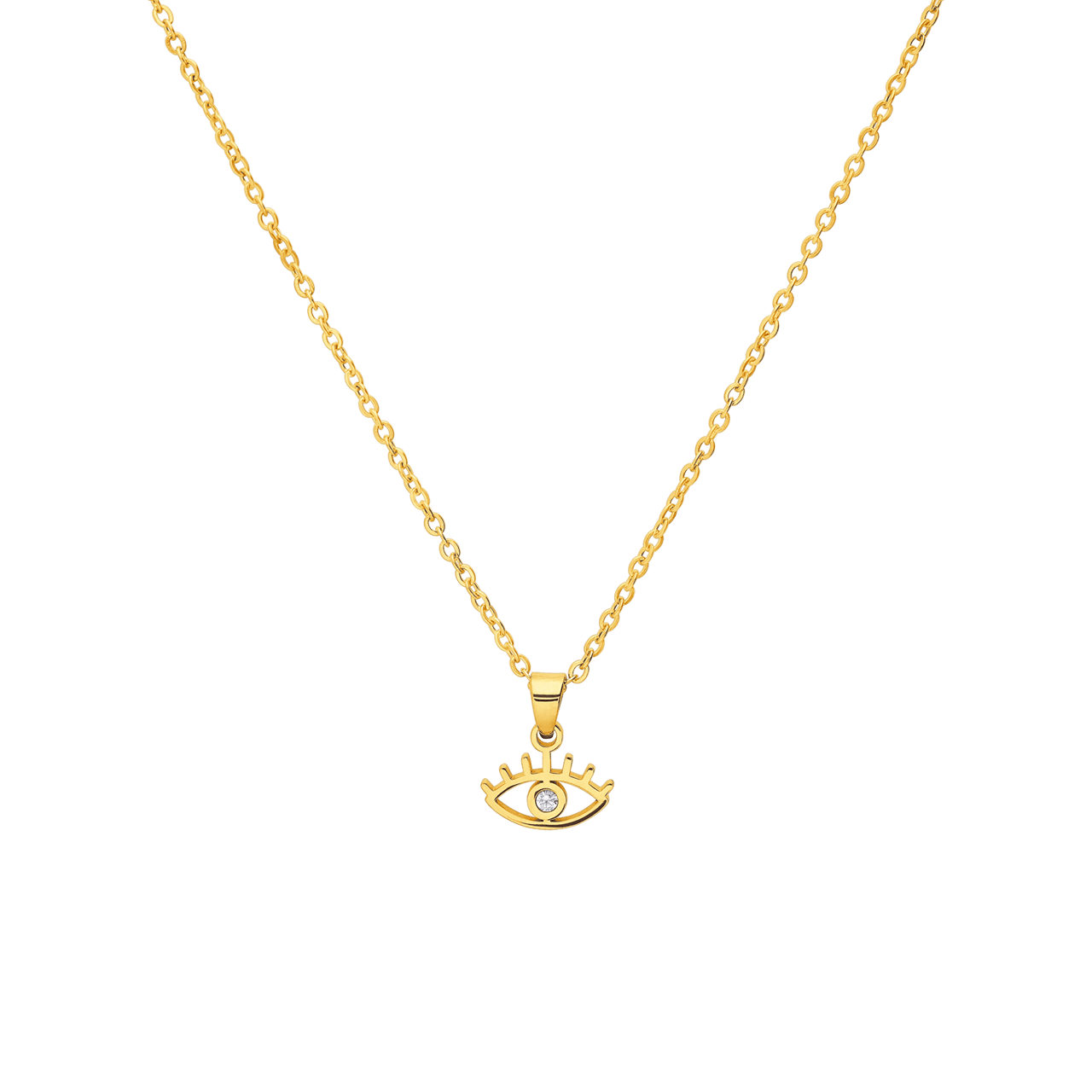 Stainless steel goldplated ketting met hanger met zirkonia voor dames