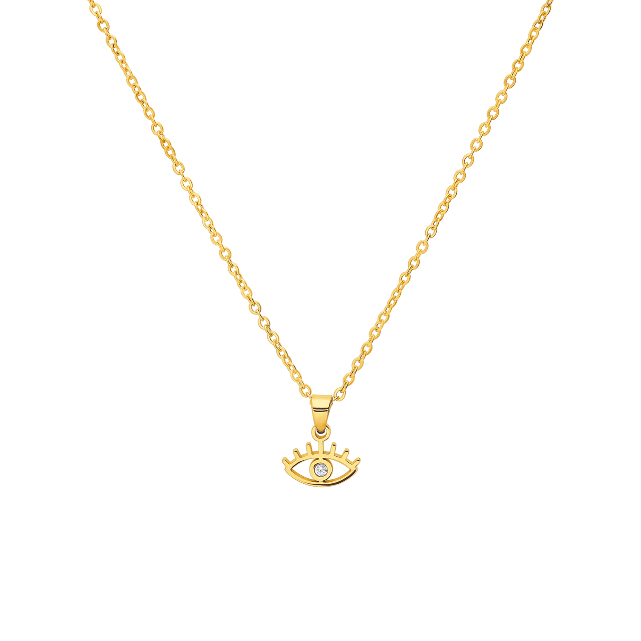 Stalen goldplated ketting met hanger met zirkonia voor dames