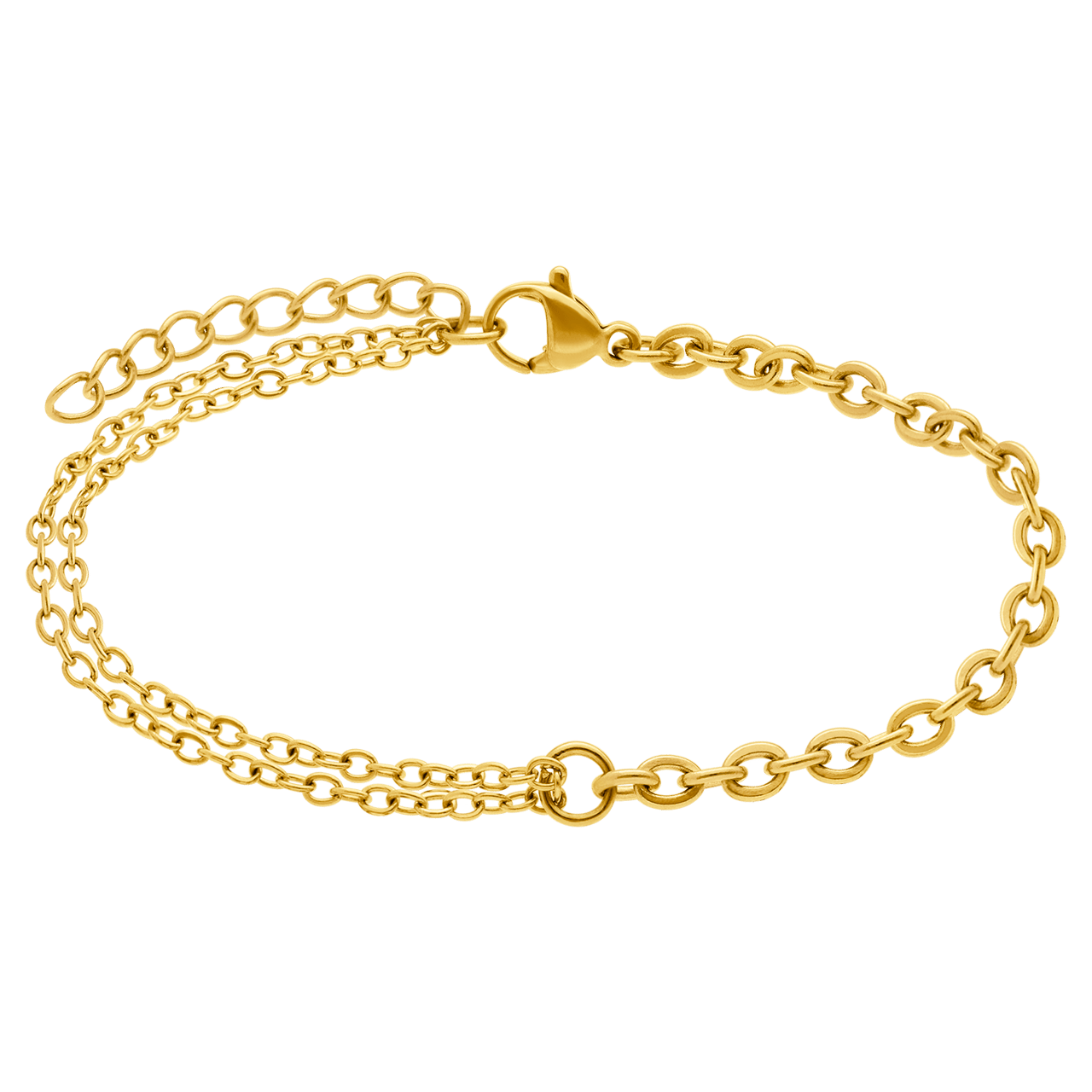 Stainless steel goldplated schakelarmband voor dames