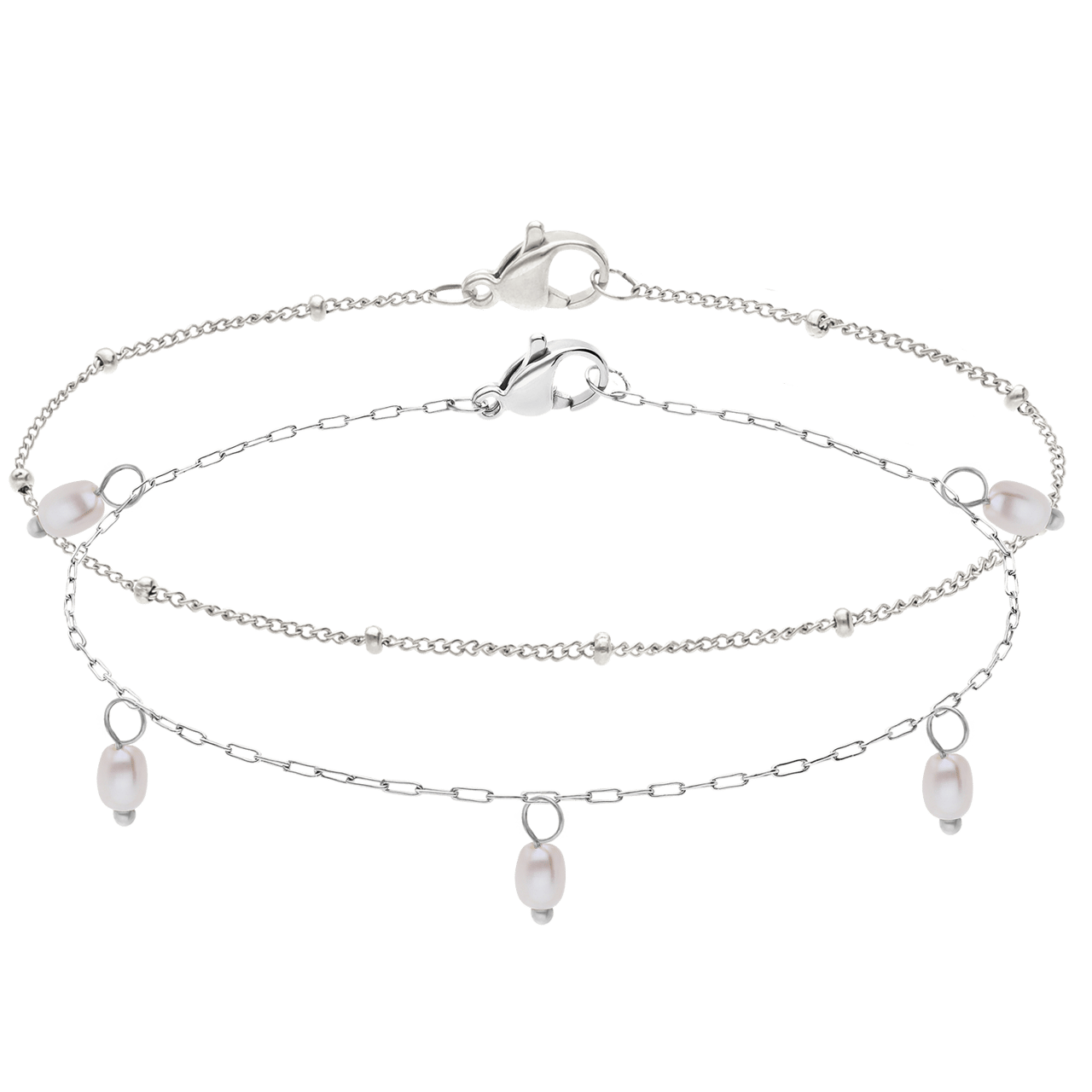 Armbandset aus Edelstahl mit Perle
