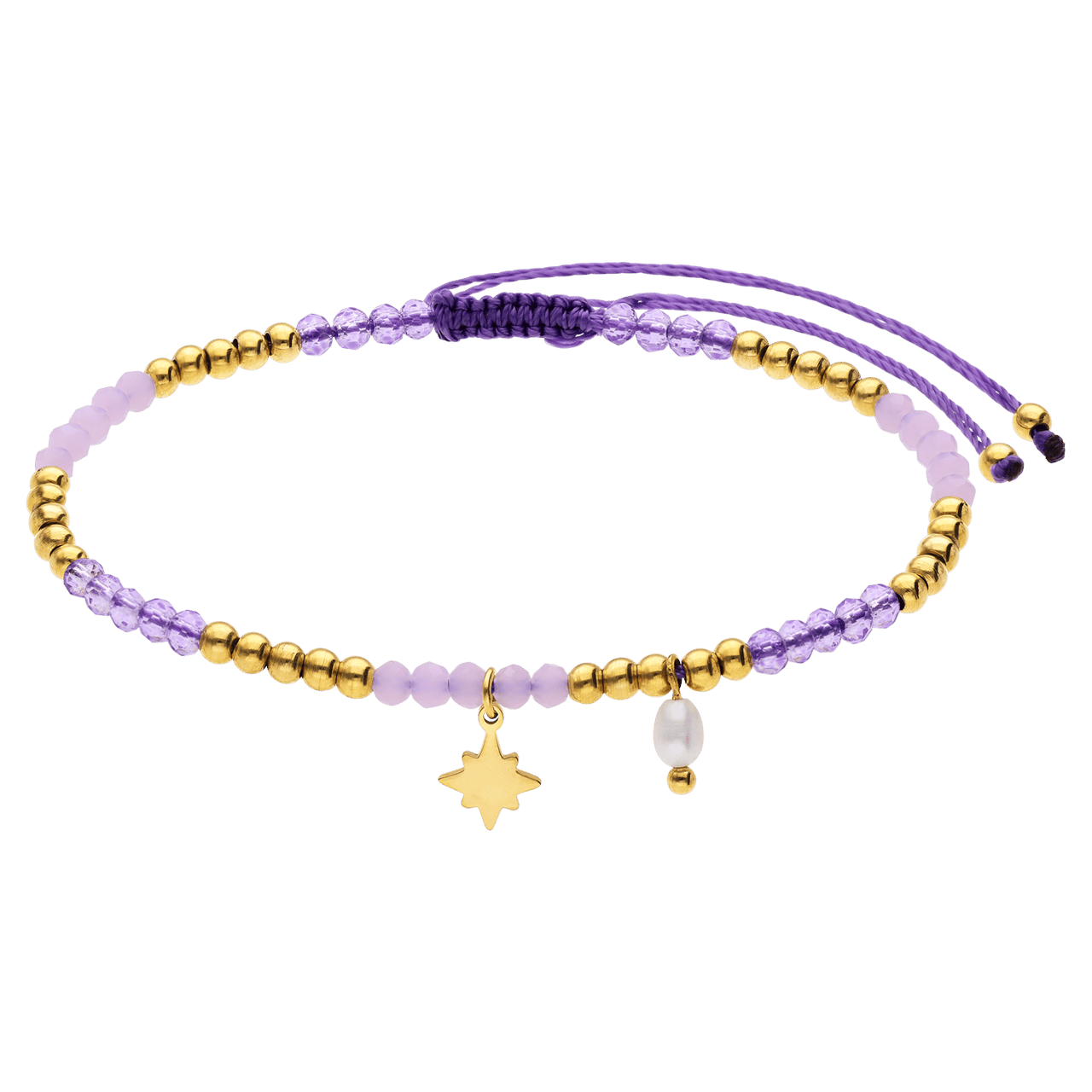 kralenarmband met parel en stainless steel goldplated ster