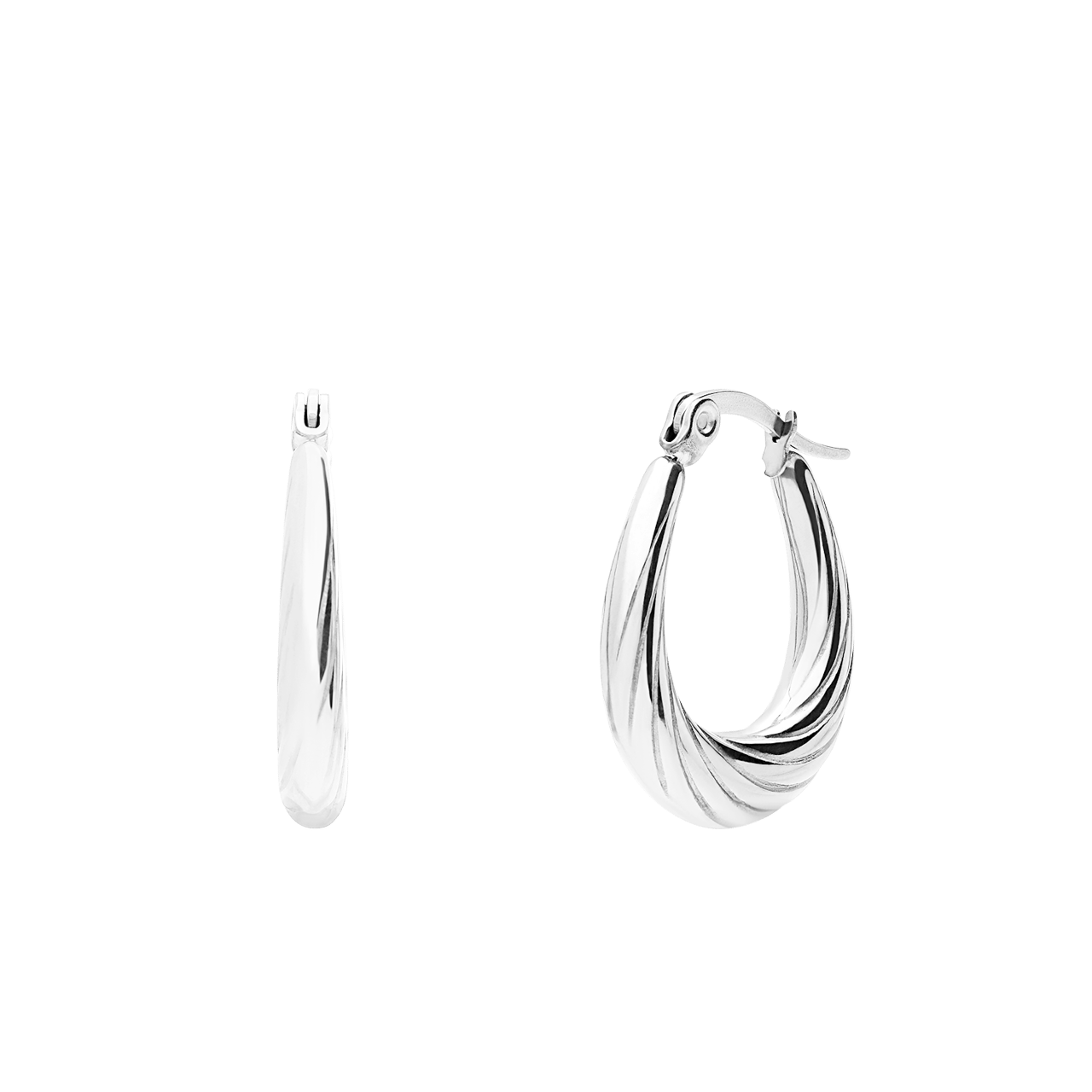 Myla stainless steel oorringen ovaal bewerkt voor dames