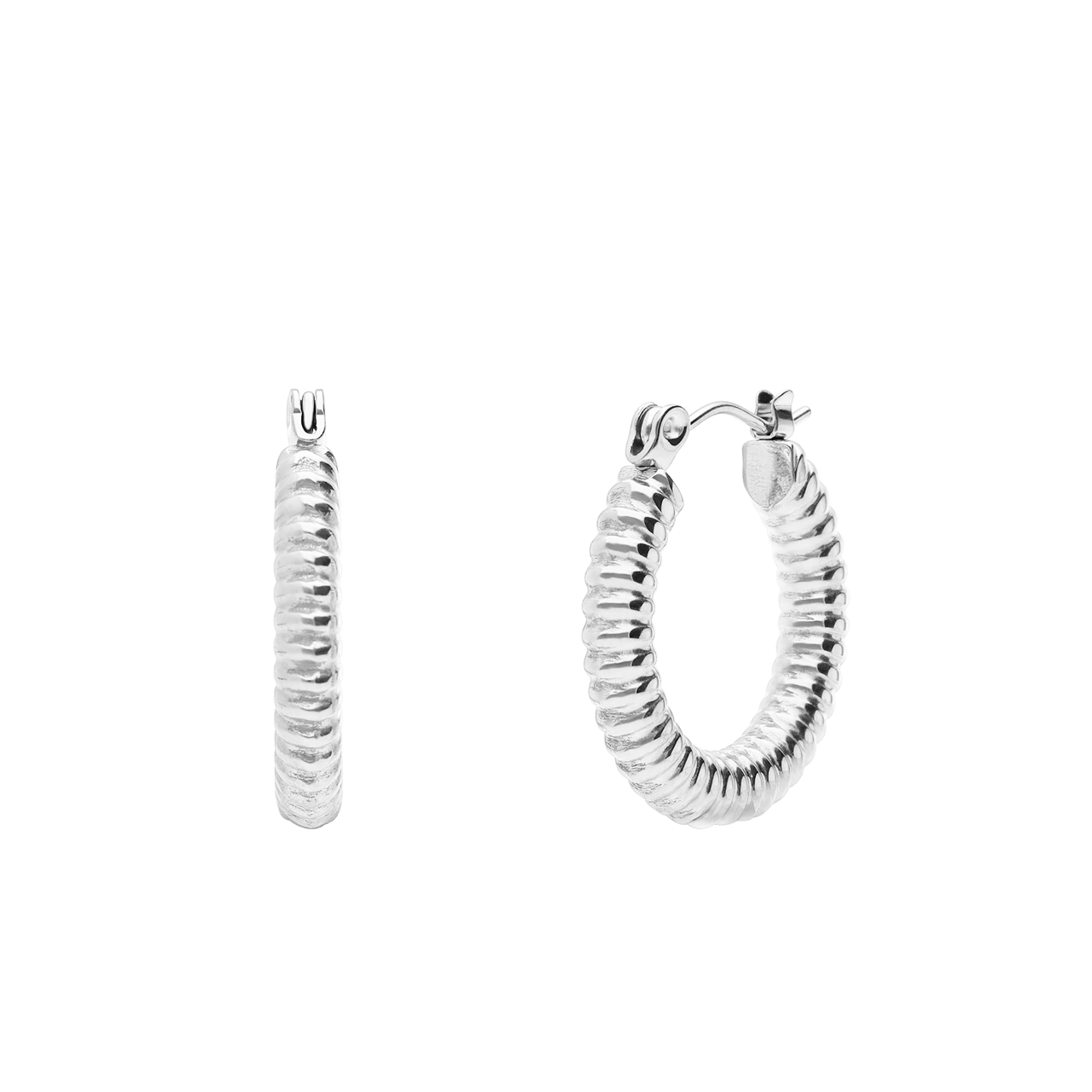 Myla stainless steel oorringen rond bewerkt voor dames