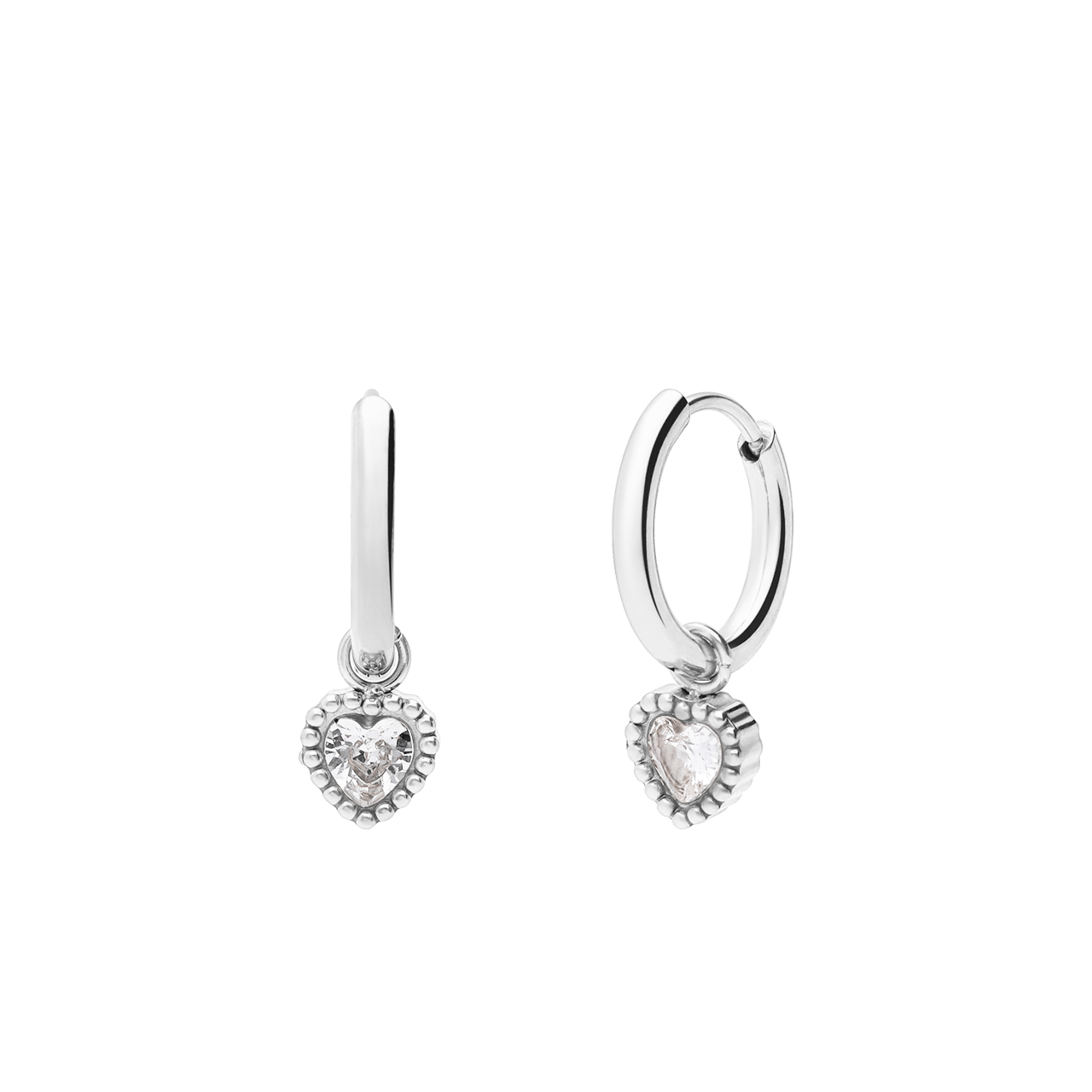 Myla stainless steel oorringhangers hart met zirkonia voor dames